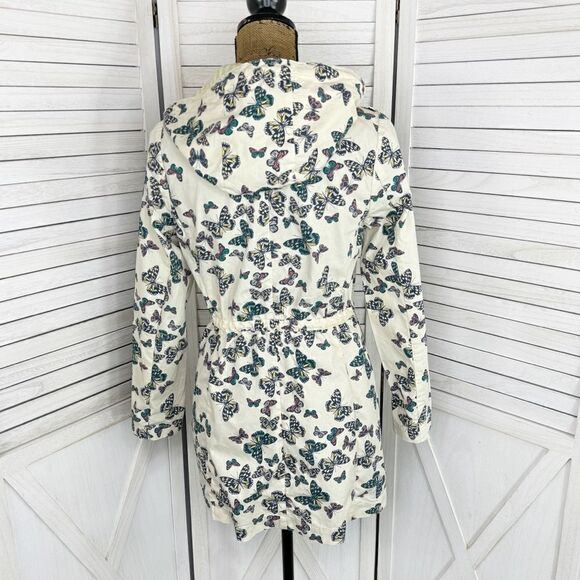 ModCloth In With Whimsical Butterfly Print Anorak Utility Jacket Cream Small - Picture 4 of 13
